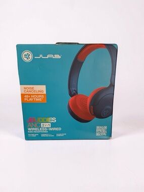 JLab JBuddies ANC Kids Over-Ear Headphones - Red and Blue